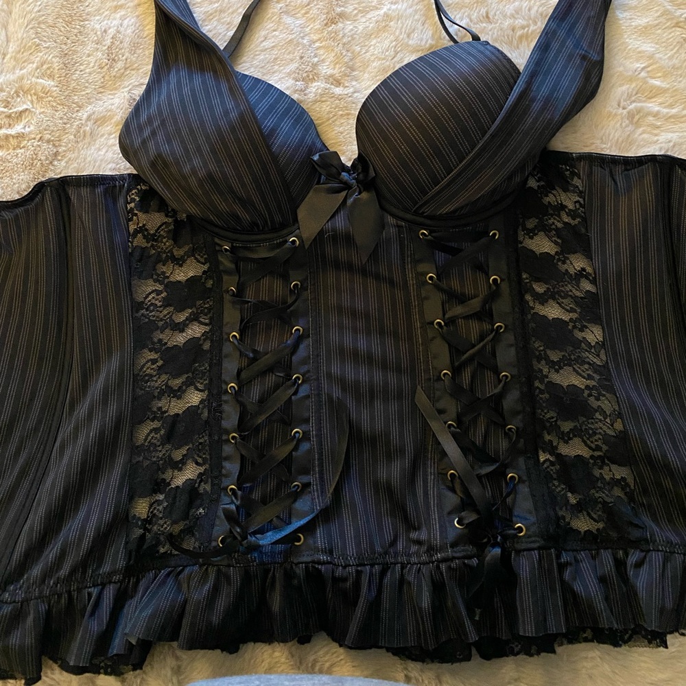 Pinstripe Halter Corset